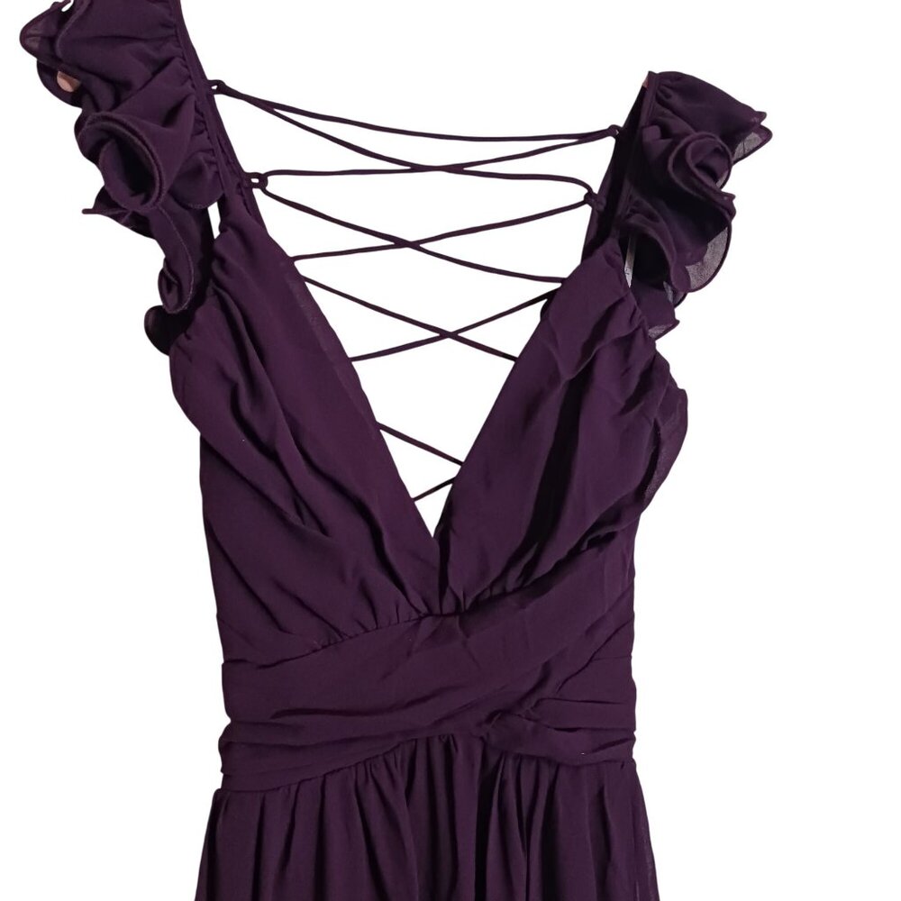 NEW Lulus Soiree Celebration Purple Ruffled Lace-Up Maxi Dress, Size XS - Picture 8 of 16